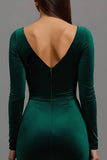 Mermaid Dark Green Velvet Long Sleeves Holiday Party Dress