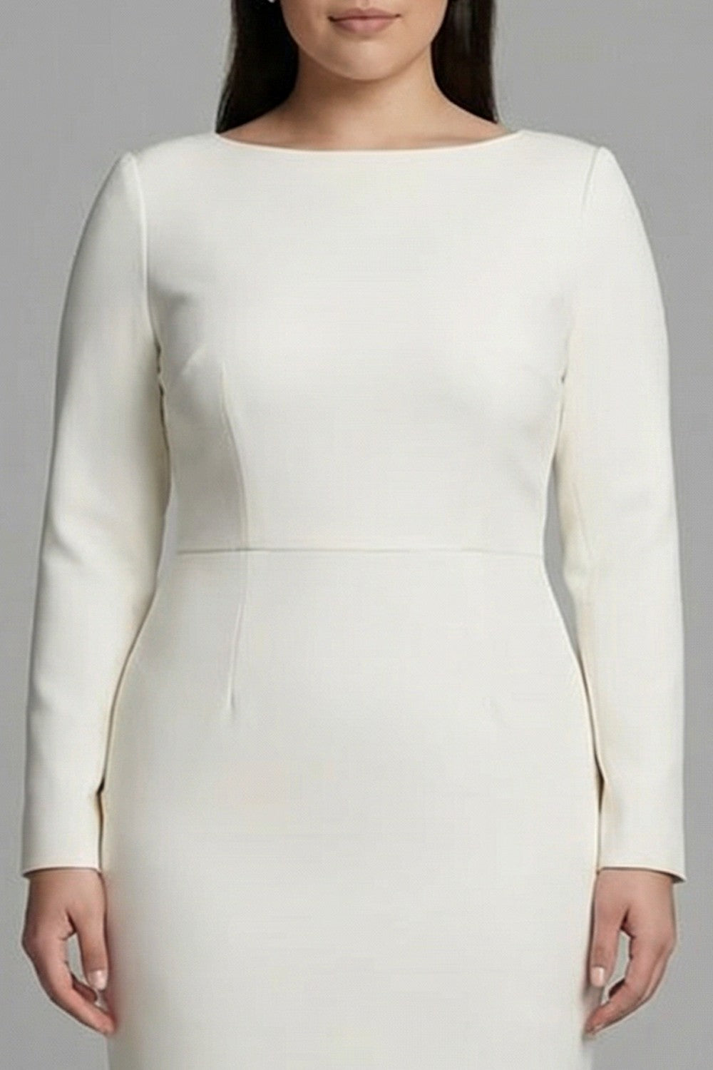 Zapaka Women Plus Size Ivory Work Dress Sheath Bateau Neck Long Sleeves Midi Business Dress, Ivory / US24W Zapaka Women Plus Size Ivory Work Dress Sheath Bateau Neck Long Sleeves Midi Business Dress, Ivory / US24W