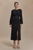 Black Sheath Maxi Work Dress with Open Back