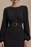 Black Sheath Maxi Work Dress with Open Back