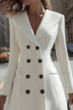 Ivory Double Breasted A Line Midi Work Dress