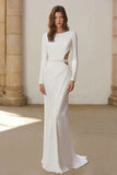 Sparkly Ivory Cut Out Sheath Wedding Dress