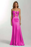 Sky Blue Mermaid Cut Out Satin Strapless Formal Dress