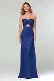 Strapless Sheath Cut Out Sky Blue Long Formal Dress