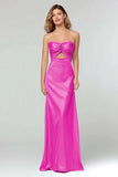 Strapless Sheath Cut Out Sky Blue Long Formal Dress