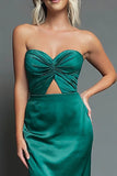Dark Green Sweetheart Cut Out Sheath Midi Formal Dress