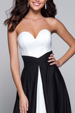 Black and White Sweetheart A Line Long Formal Dress
