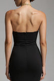 Black Mermaid Sweetheart Sweep Train Maxi Formal Dress with Ruffles