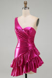 Sparkly Gold Metallic A Line Short Homecoming Dress with Ruffles