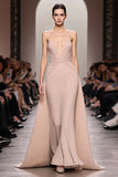 Ivory A Line Satin Ruched Spaghetti Straps Long Evening Dress