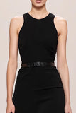 Velvet Black A-Line Halter Long Evening Dress