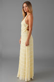 Daffodil Halter Sheath Pleated Chiffon Evening Dress