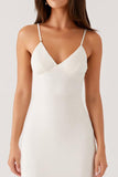 Sheath Ivory Spaghetti Straps Long Evening Dress