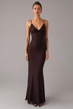 Brown Mermaid Spaghetti Straps Formal Dress