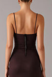 Brown Mermaid Spaghetti Straps Formal Dress