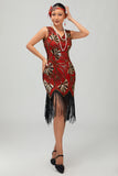 Sparkly Black Golden Fringed 1920s Dress