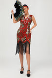 Sparkly Black Golden Fringed 1920s Dress