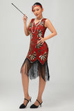 Sparkly Black Golden Fringed 1920s Dress