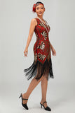 Sparkly Black Golden Fringed 1920s Dress