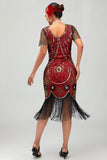 Beaded Black Golden Fringed Bodycon 1920s Dress
