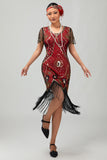 Gatsby Black Silver Scoop Fringed Bodycon 1920s Dress with Sequins
