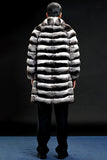 Zebra Dark Grey Warm Midi Men's Faux Fur Coat