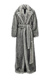 Dark Grey Lapel Faux Fur Men's Long Winter Overcoat