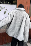 Light Grey Long Sleeves Faux Fur Short Winter Men's Coat