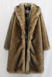 Camel Thickened Faux Fur Men's Warm Coat with Long Sleeves