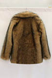 Notched Lapel Camel Long Sleeve Men's Faux Fur Coat