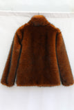 Brown Warm Thickened Faux Fur Short Men's Coat