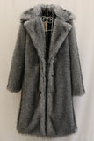Grey Long Sleeve Notched Lapel Men's Faux Fur Coat