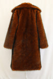 Faux Fur Thickened Lapel Midi Men's Brown Coat
