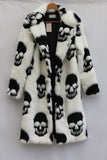 White Black Skull Warm Men's Faux Fur Coat
