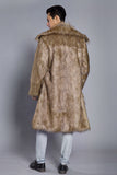 Brown Midi Faux Fur Warm Thickened Men's Coat