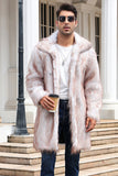 Brown Midi Faux Fur Warm Thickened Men's Coat