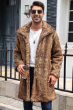 White Grey Warm Faux Fur Thickened Lapel Midi Men's Coat