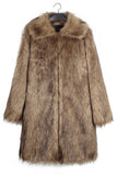 White Grey Warm Faux Fur Thickened Lapel Midi Men's Coat
