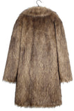 White Grey Warm Faux Fur Thickened Lapel Midi Men's Coat