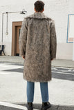 White Grey Warm Faux Fur Thickened Lapel Midi Men's Coat