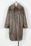 White Grey Warm Faux Fur Thickened Lapel Midi Men's Coat