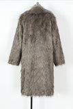 White Grey Warm Faux Fur Thickened Lapel Midi Men's Coat