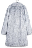 White Grey Warm Faux Fur Thickened Lapel Midi Men's Coat