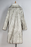 White Grey Warm Faux Fur Thickened Lapel Midi Men's Coat