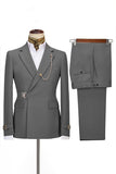 Navy Notched Lapel 2 Pieces Slim Fit Formal Suits
