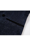 Sparkly Navy Sequin Shawl Lapel 2 Pieces Slim Fit Men's Prom Suits