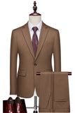 Men's Coffee Notched Lapel 2 Pieces Beaded Formal Suits