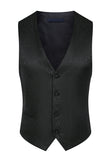 Stand Collar Jacquard Black 3 Pieces Men's Suits