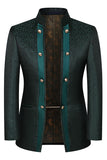 Stand Collar Jacquard Black 3 Pieces Men's Suits