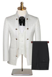 Stand Collar Jacquard Black 3 Pieces Men's Suits